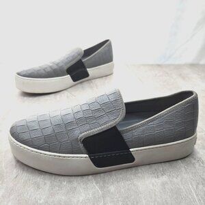 1. State Platform Shoes Size 8.5 Gray Leather Croc Slip On Normcore Sneakers